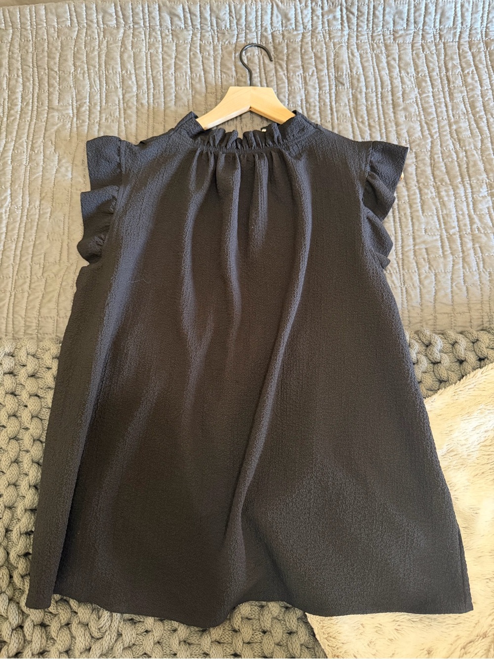Women's Black Ruffle Sleeve Blouse - Brand New Condition